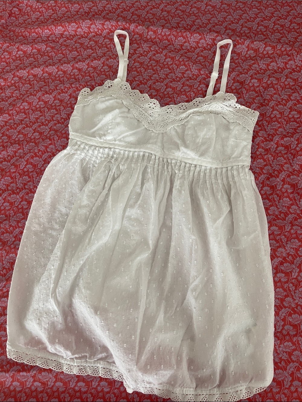 American Eagle Outfitters White Cotton Eyelet Chemise